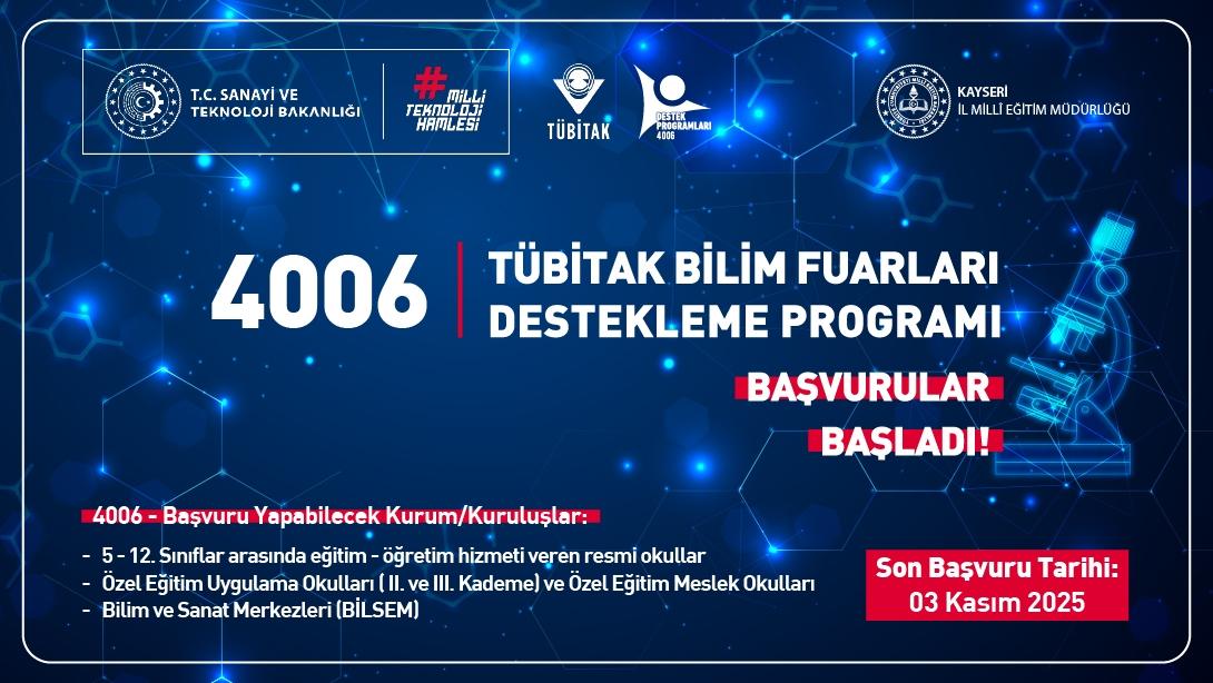 TÜBİTAK 4006 Bilim Fuarları Destekleme Programı'nda 12. Dönem Çağrısı Yayınlandı